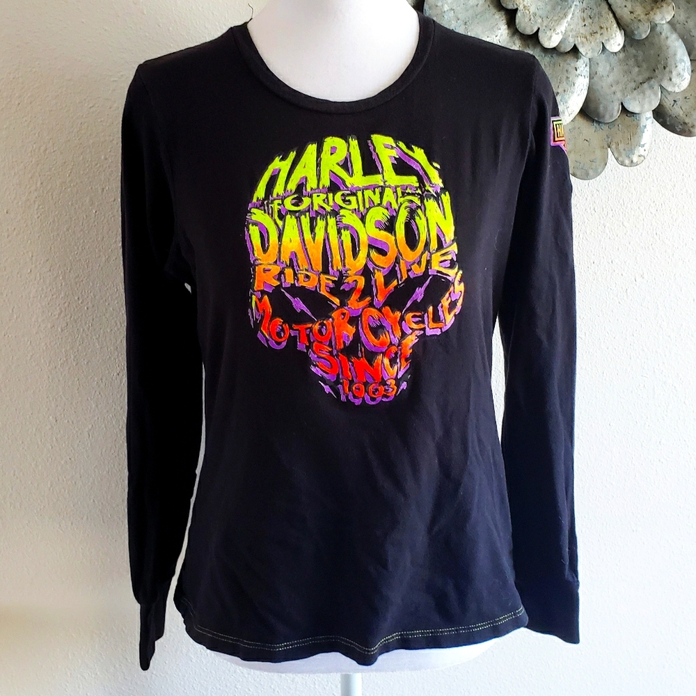 Harley Davidson Ride 2 Live Skull Long Sleeve-M